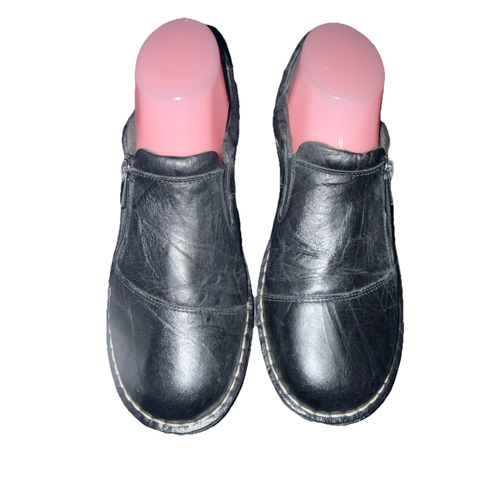 Clarks Tamitha Catturra Black Leather Slip On Zipper Accent Sz 8W Classic